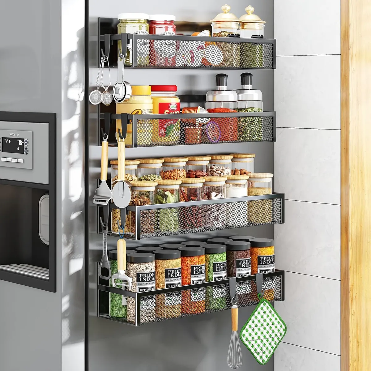 Magnetisches gewürzregal für kühlschrank 4er-set